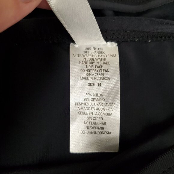 Ocean Dream Black Drawstring Bikini Bottom Skirt Aqua Bead Accent Size 14 - Picture 7 of 8